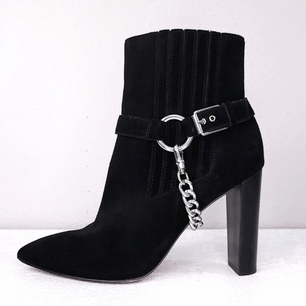 PAIGE London Chain Harness Heeled Ankle Booties - Picture 3 of 9